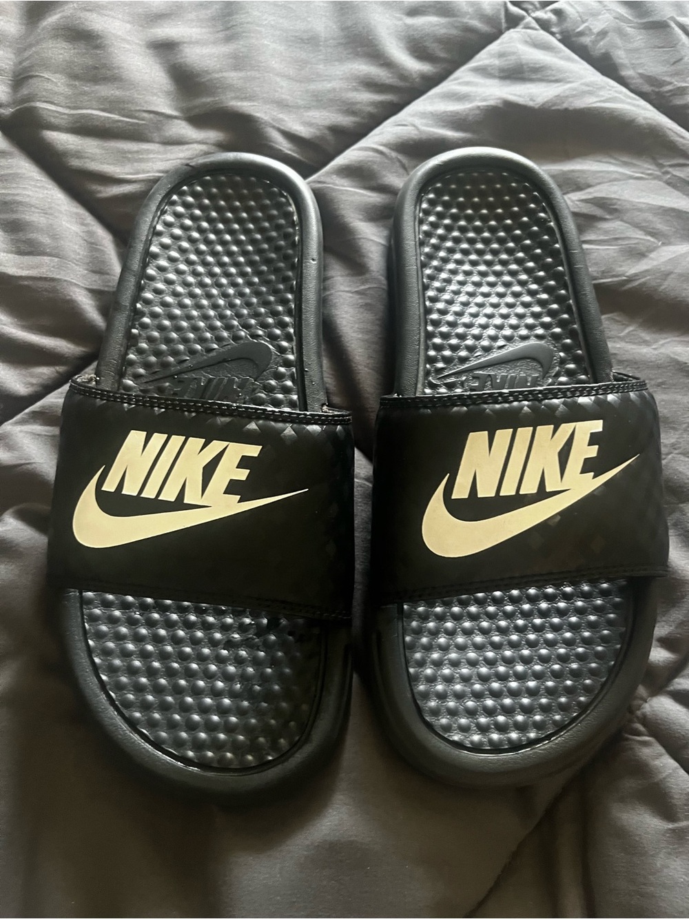 Nike Black Slide Sandals with White Logo